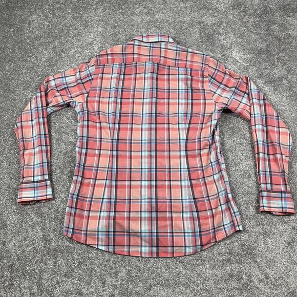 Barbour Shirt Mens Small Peach Pink Plaid Easter Spring Cotton Button Down Dress - Picture 8 of 13